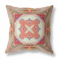 Palacedesigns 26 in. Peach & Green Geo Tribal Indoor & Outdoor Throw Pillow Multi Color PA3104225
